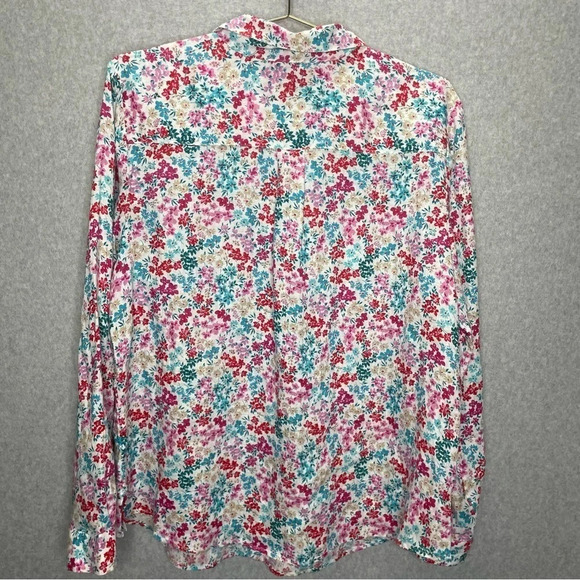 Charter Club Linen Floral Roll Tab Button Down Top - Picture 8 of 9